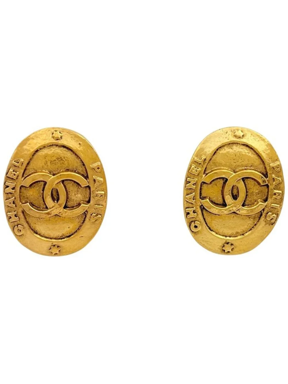 Chanel Earrings CC Logo Gold Plated